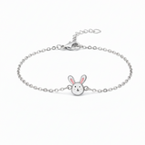 Bunny enamel 92.5 silver Flexible Chain Bracelet