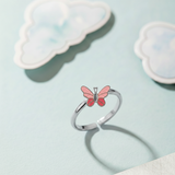 Butterfly 92.5 silver kids adjustable ring