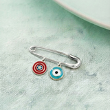 Captain America and Evil Eye Blue 92.5 silver Safety Pin Brooch for Kids