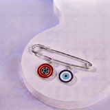Captain America and Evil Eye 92.5 silver Safety Pin Brooch for Kids