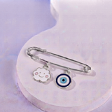 Cloud and Evil Eye 92.5 silver Safety Pin Brooch for Kids
