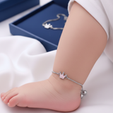 Crown 92.5 silver anklet for baby girl