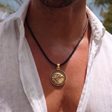 Cz Eagle 92.5 Silver Black Cord Necklace For Men
