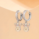 Cz Hoop 92.5 Silver Bunny Earrings