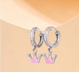 Cz Hoop 92.5 Crown Earrings