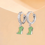 Cz Hoop 92.5 Silver Dinosour Earrings