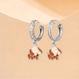 Cz Hoop 92.5 Silver Dog Earrings