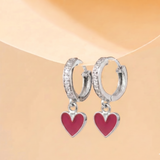 Cz Hoop 92.5 Heart Earrings