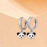 Cz Hoop 92.5 Silver Panda Earrings