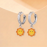 Cz Hoop 92.5 Silver Sun Earrings