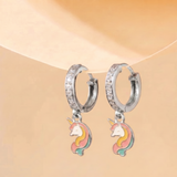 Cz Hoop 92.5 Silver Unicorn Earrings