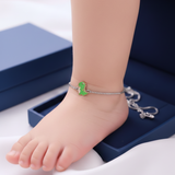 Dinosour 92.5 silver anklet for baby girl