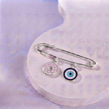 Donut and Evil Eye 92.5 silver Safety Pin Brooch for Kids