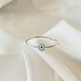 Evil eye Pastel blue Silver adjustable kids bangle