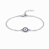 Evil eye original 4 layered enamel 92.5 silver Flexible Chain Bracelet