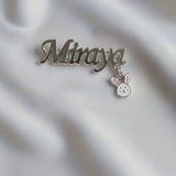 Customized name bunny 92.5 silver brooch