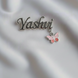 Customized name butterfly 92.5 silver brooch