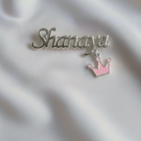Customized name crown 92.5 silver brooch