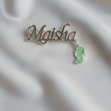 Customized name dinosour 92.5 silver brooch
