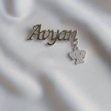 Customized name elephant 92.5 silver brooch