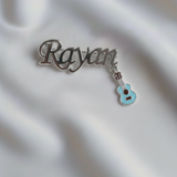 Customized name guitar 92.5 silver brooch