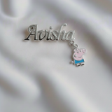 Customized name peppa pig 92.5 silver brooch