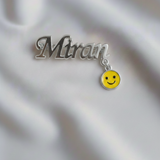 Customized name smiley 92.5 silver brooch
