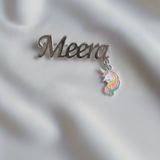 Customized name unicorn 92.5 silver brooch