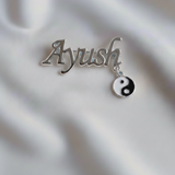 Customized name yin yang 92.5 silver brooch