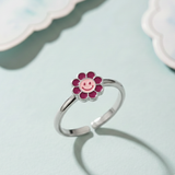 Flower 92.5 silver kids adjustable ring