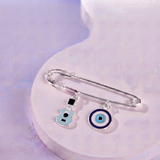 Guitar and Evil Eye 92.5 silver Safety Pin Brooch for Kids