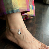 Hamsa 92.5 silver anklet.