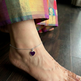 Heart 92.5 silver anklet
