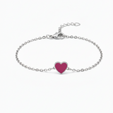Heart enamel 92.5 silver Flexible Chain Bracelet