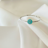 initial blue Silver adjustable kids bangle
