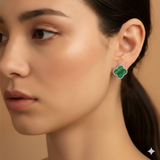 Malachite clover 92.5 silver ear studs