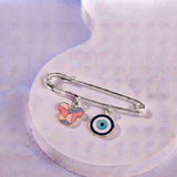 Mickey and Evil Eye 92.5 silver Safety Pin Brooch for Kids