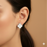 MOP clover 92.5 silver ear studs