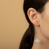 Mop clover 92.5 silver threader earrings