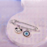 Panda and Evil Eye 92.5 silver Safety Pin Brooch for Kids