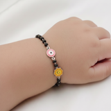 Pink evil eye & sun 92.5 silver kids Nazariye