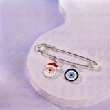 Santa and Evil Eye 92.5 silver Safety Pin Brooch for Kids