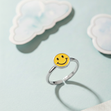 Smiley 92.5 silver kids adjustable ring