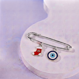 Socks and Evil Eye 92.5 silver Safety Pin Brooch for Kids