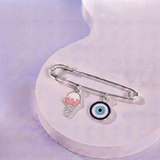 Softy and Evil Eye 92.5 silver Safety Pin Brooch for Kids