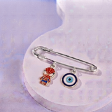 Spiderman and Evil Eye 92.5 silver Safety Pin Brooch for Kids