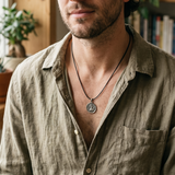 Virgo Coin 92.5 Silver Black Cord Necklace For Men