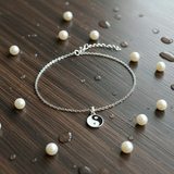yin yang  92.5 silver anklet