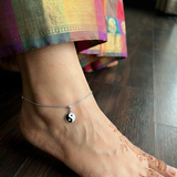 yin yang  92.5 silver anklet