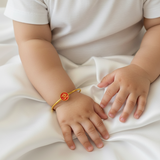 om enamel red Silver adjustable kids bangle